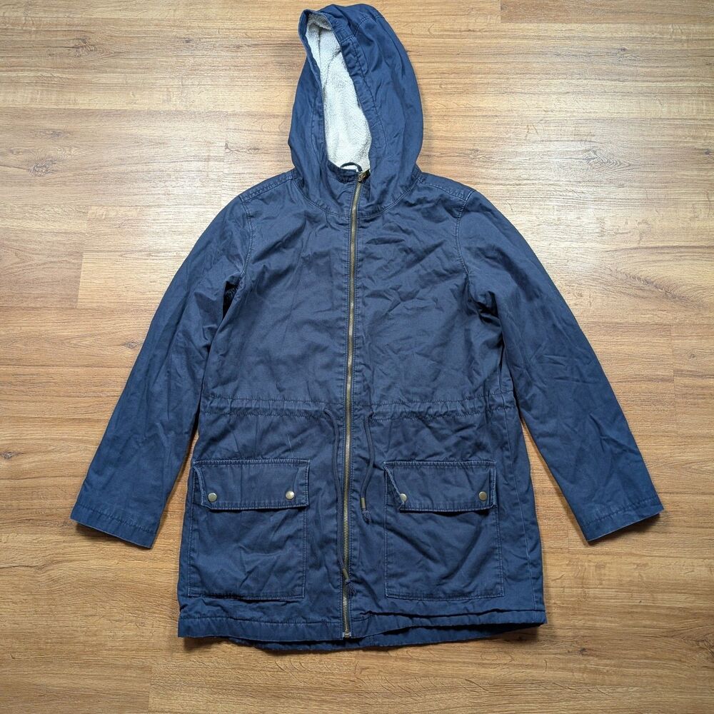 Old Navy Hooded Sherpa Lined Hooded Field Jacket Womens M Blue Utility Chore